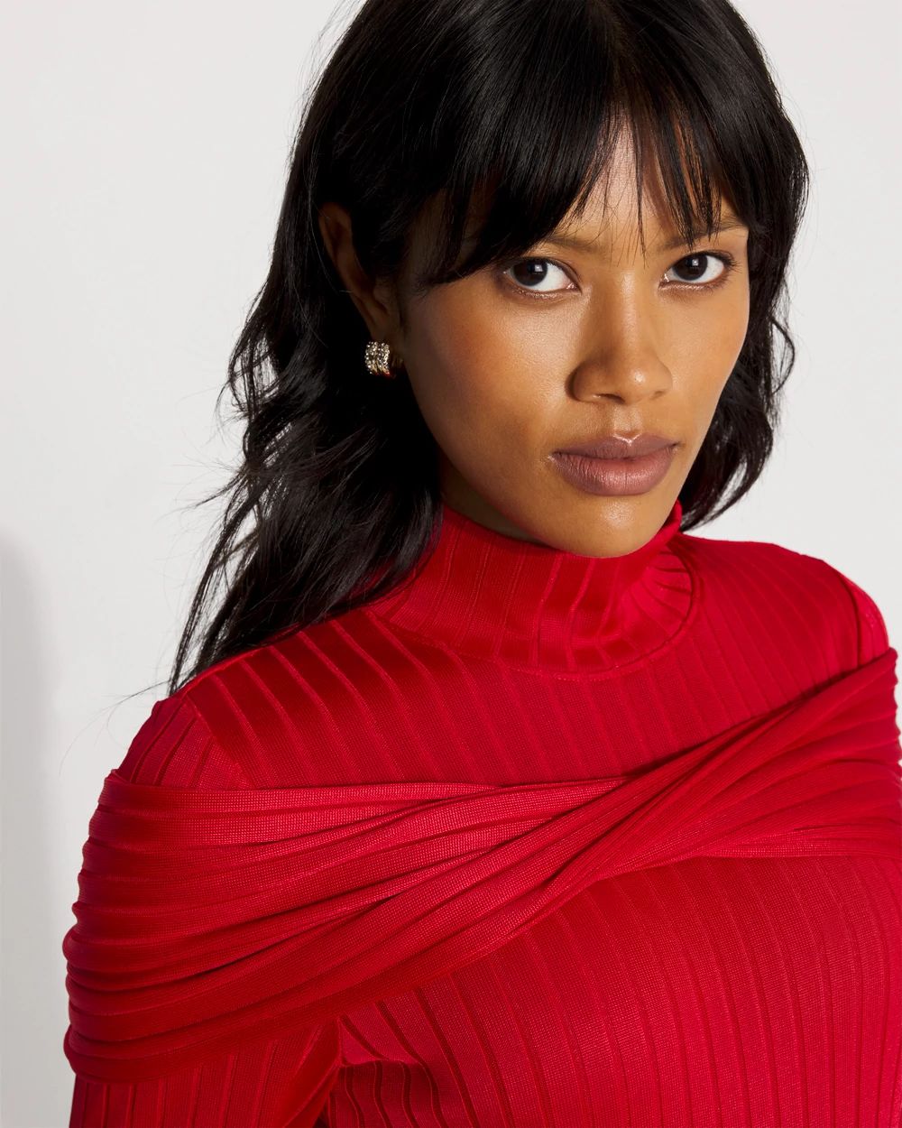 Petite Convertible Mockneck Rib Knit Top | White House Black Market